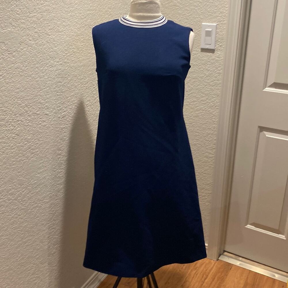 Verona Knits Vintage Sleeveless Navy Blue Midi Dress Circa 1960s EUC Sz M
